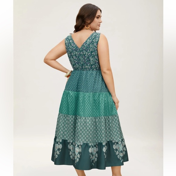 BloomChic Bandana Patchwork Floral Sleeveless Dress - Picture 2 of 8
